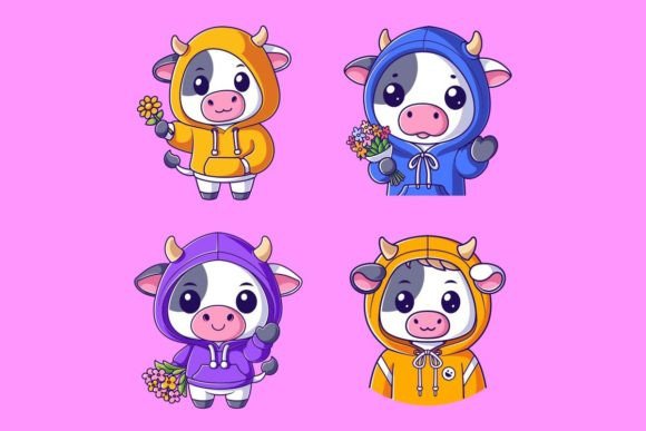Adorable Cow in a Hoodie: A Free Vector Design Asset