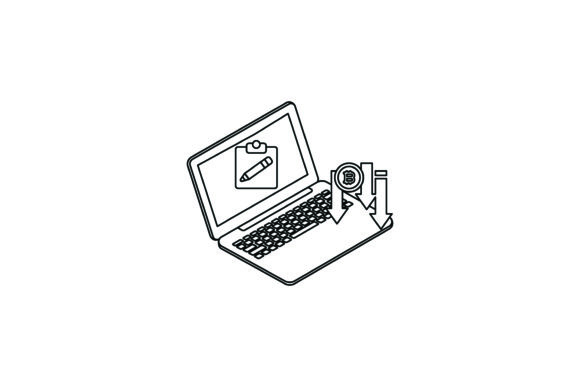 Bitcoin Laptop Icon Note Coloring Page: A Designer's Asset