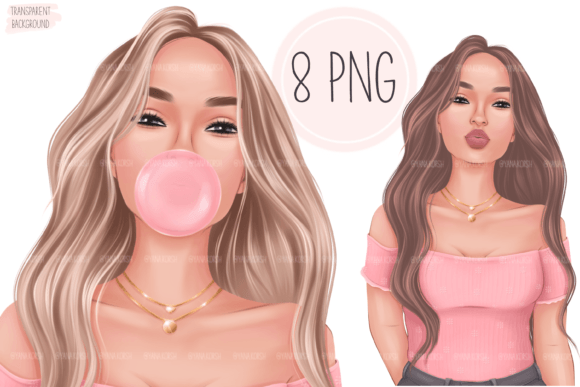 Bubblegum Girl Clipart: A Versatile Planner & Design Asset