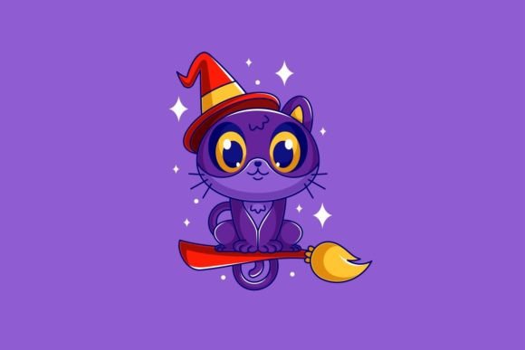Cartoon Gradient Halloween Cat: A Versatile Design Asset