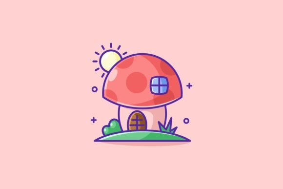 Cartoon Mushroom House: Enchanting Vector Graphics for Modern Design