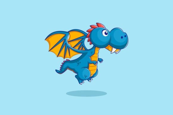 Cartoon Style Cute Flying Dragon: A Versatile Design Asset