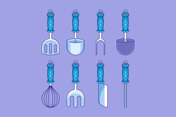 Cartoon-style Kitchen Utensil Design: A Creative Asset for Modern Projects