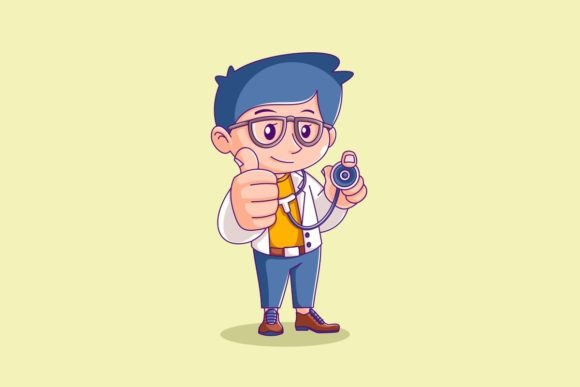 Cartoon Style Little Doctor Design: A Friendly Visual Asset