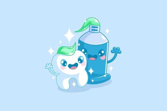 Charming Tooth and Toothpaste Cartoon Design