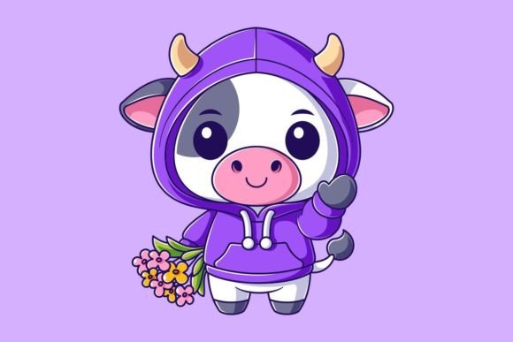 Cute Cow Wearing a Hoodie: A Versatile Design Asset