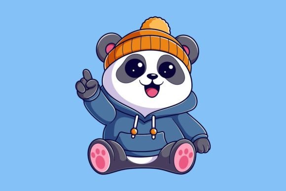 Cute Panda Wearing a Hoodie and Beanie: A Design Asset