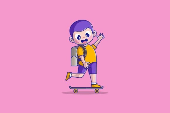 Cute Young Man Playing Sketchboard: A Versatile Design Asset