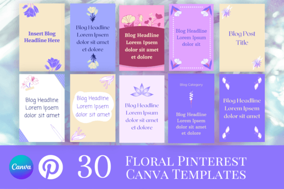 Elevate Your Brand with Floral Pinterest Pin Canva Templates
