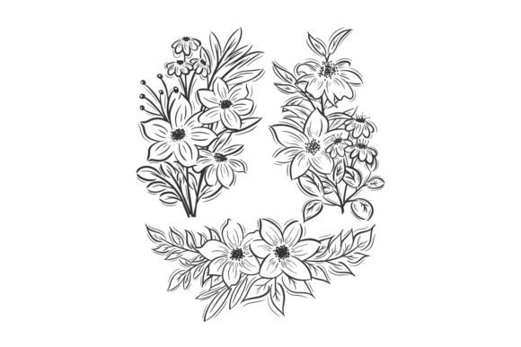 Elevate Your Design with a Hand-Drawn Three-Flower Bouquet