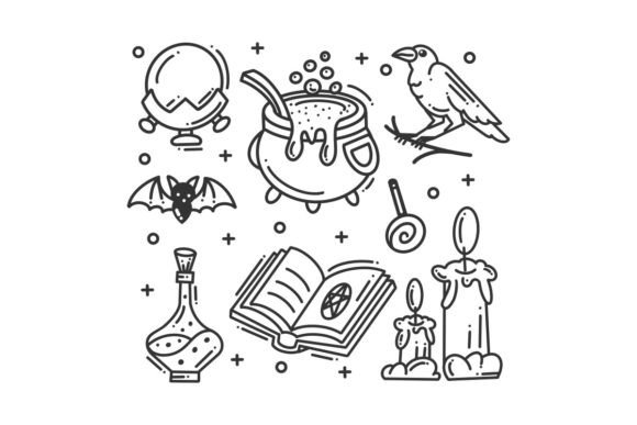 Hand-drawn Halloween Elements Icon Set