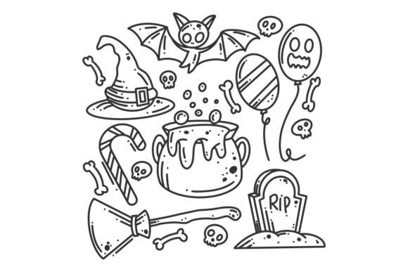 Hand-drawn Happy Halloween Elements Set
