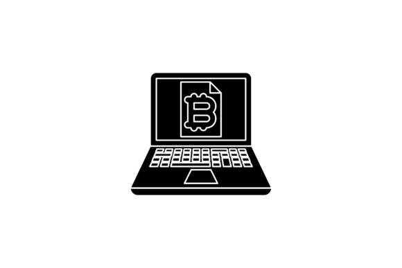 Icon Laptop Bitcoin Paper Black Filled: A Designer's Digital Asset