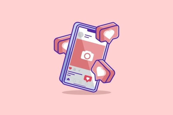 Instagram on Mobile Phone Cartoon: A Vector Asset for Modern Design