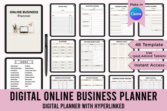 Streamline Your Brand with a Digital Online Business Planner for Canva