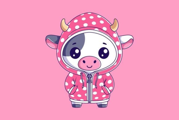 The Charming Design Asset: Cute Cow in a Pink Jacket