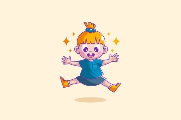 Vector Illustration of Cartoon Kids Jump: A Dynamic Design Asset